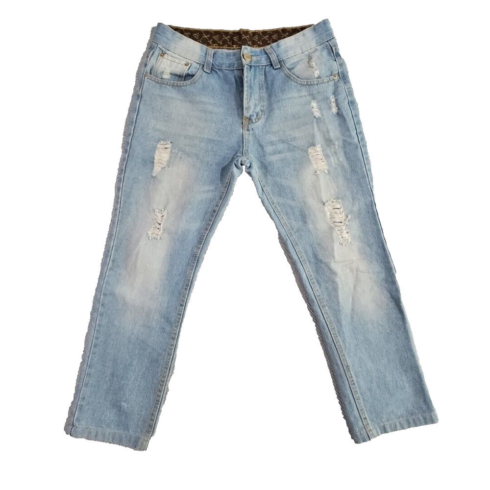 Levi's Jeans Women's W32xL25 Straight Leg Light Blue Wash Distressed